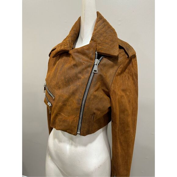 NWT LaQuan Smith Cropped leather jacket Size S $2295 - Picture 10 of 13